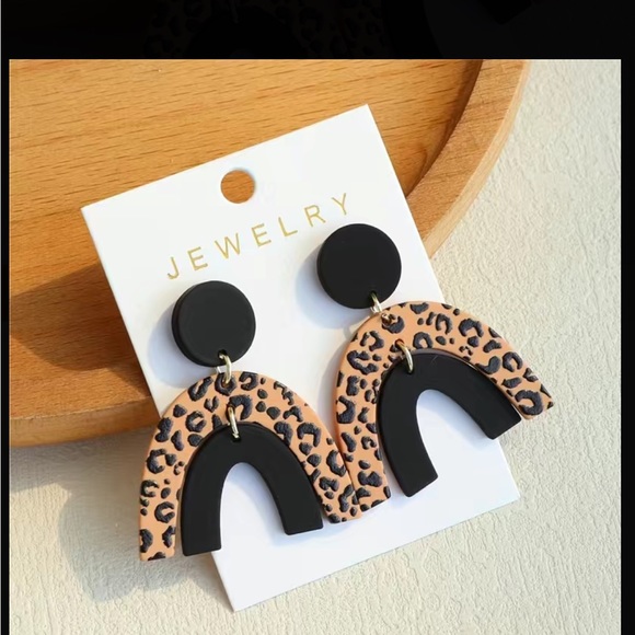 Tan Leopard/Mixed Print Earrings main image 1